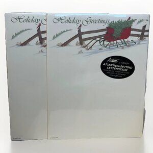 50 Christmas Stationery Pages 2 Packs of 25 by Action Sleigh Snowy Scene NOS